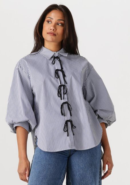Blaue JANSEN AMSTERDAM Blusen LOIS BLOUSE CSB 798 BOWSTRAPS 3/4 SLEEVE WIDE FIT - large