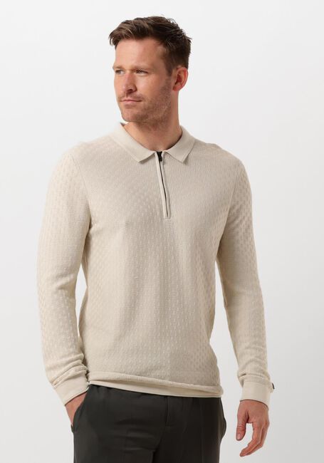 Beige CAST IRON Polo-Shirt LONG SLEEVE POLO COTTON MODAL - large