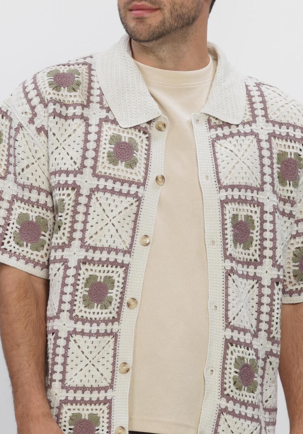 Ecru DSTREZZED Casual-Oberhemd SHANE CROCHET SHIRT - large