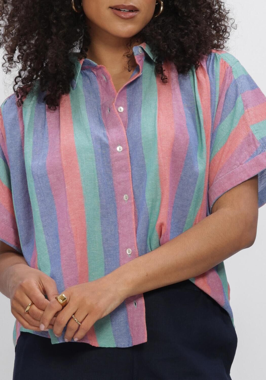 Mehrfarbige/Bunte BY-BAR Blusen SUNNY RAINBOW PLEATS BLOUSE - large