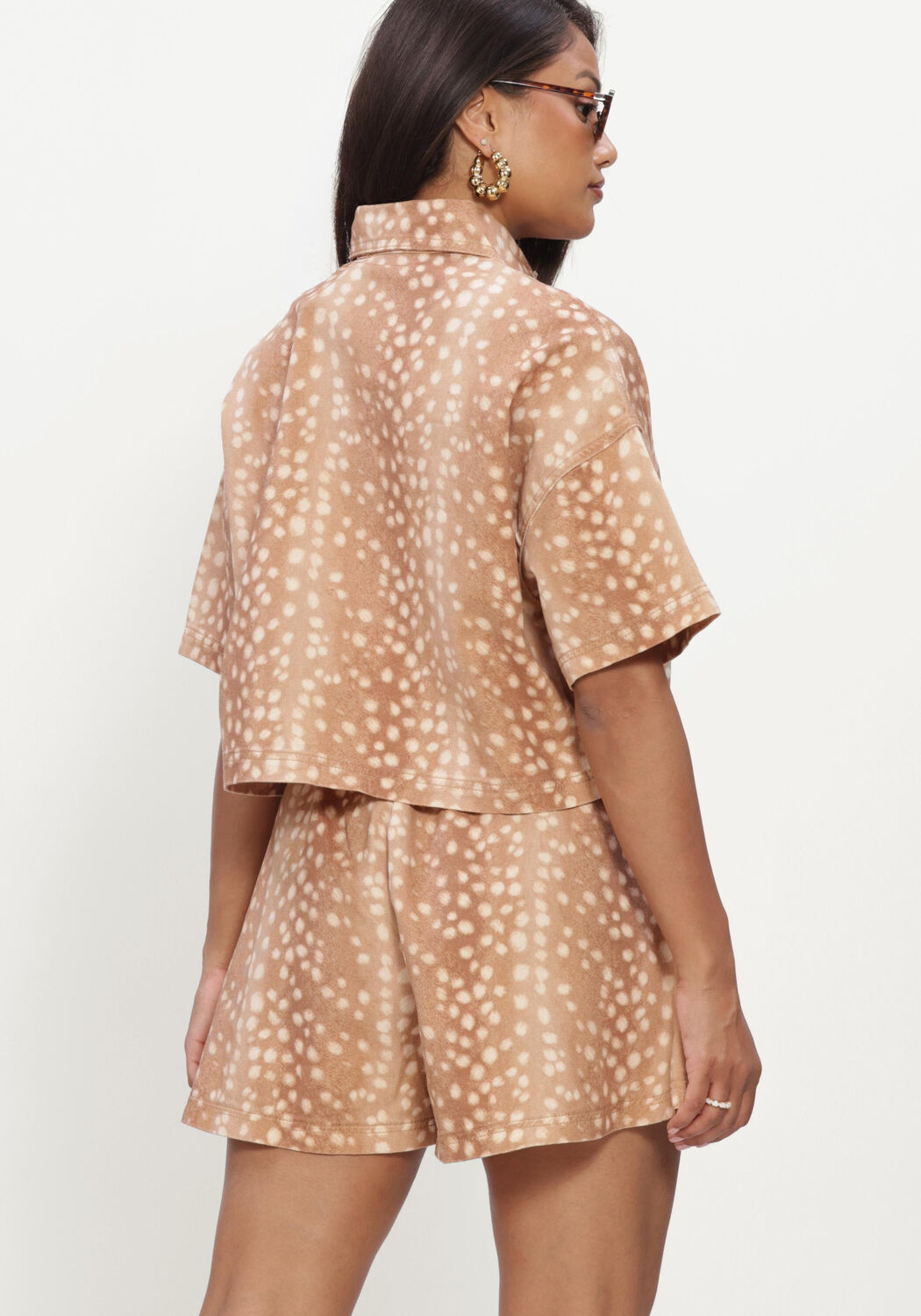 Camelfarbene REFINED DEPARTMENT Blusen LADIES WOVEN CROPPED BLOUSE BAMBI PRINT ADELINE - large