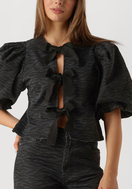 Graue CO'COUTURE Blusen ZEBRA BOW BLOUSE - large