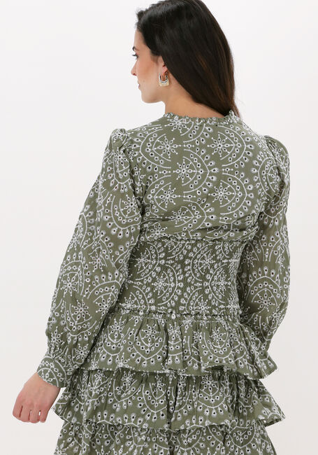 Gr&uuml;ne COLOURFUL REBEL Blusen BOWIE BRODERIE ANGLAISE SMOCK TOP - large