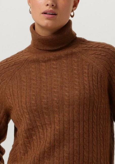 Cognacfarbene TOMMY HILFIGER Rollkragenpullover SOFT WOOL AO CABLE ROLL-NK SWT - large
