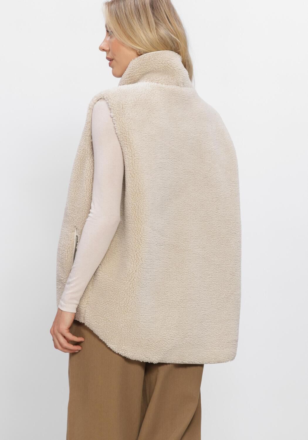 Beige WITHBLACK Bodywarmer WBLPERNILLE PILE WAISTCOAT - large
