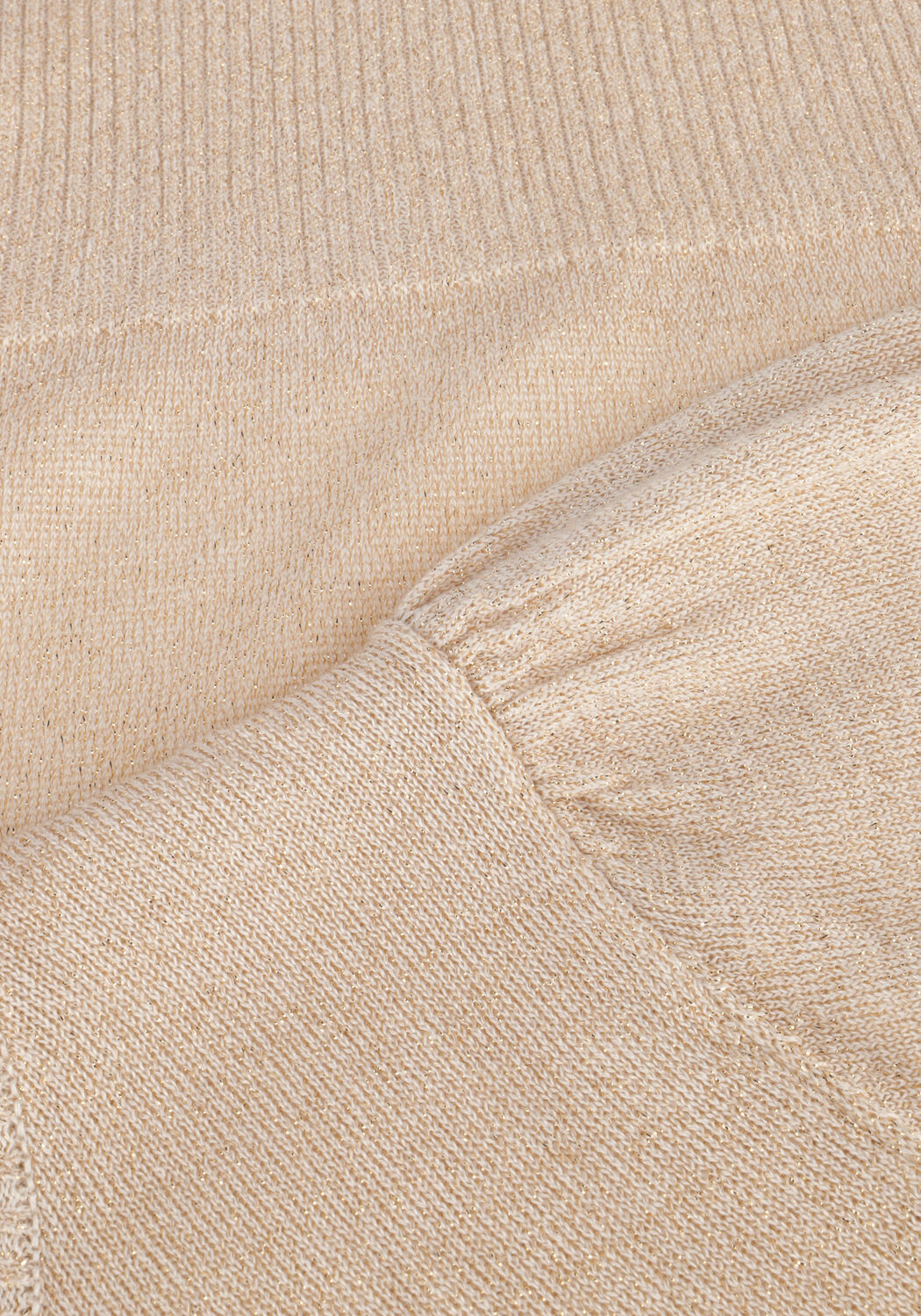 Goldfarbene MINUS T-shirt LIVA PUFF SLEEVE METALLIC KNIT PULLOVER - large