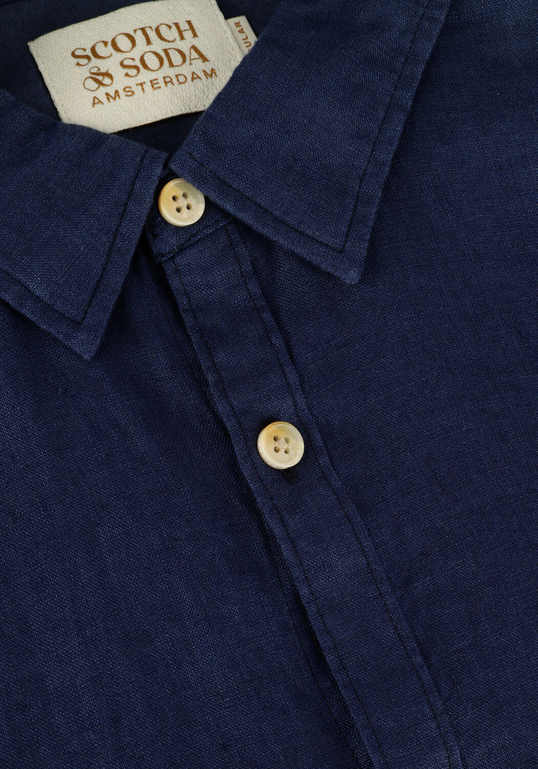 Dunkelblau SCOTCH & SODA Casual-Oberhemd REGULAR-FIT LINEN SHIRT WITH SLEEVE ROLL-UP - large