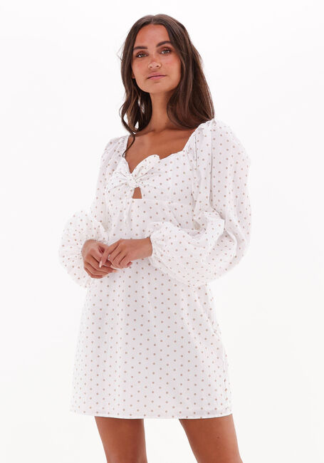 Weiße NA-KD Minikleid TIE FRONT BALLOON SLEEVE DRESS - large