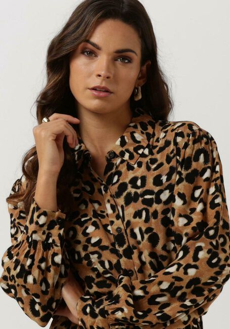 Braune COLOURFUL REBEL Maxikleid KERA LEOPARD MAXI SHIRT DRESS - large