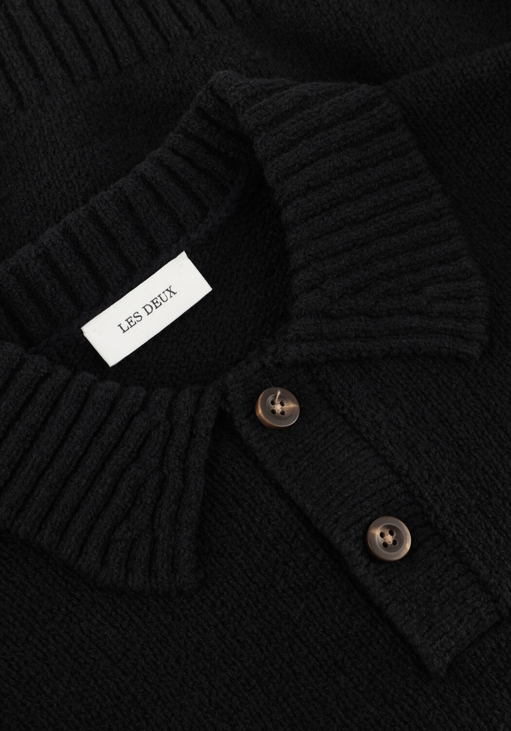 Schwarze LES DEUX Pullover BRAD RUGBY POLO KNIT KIDS - large