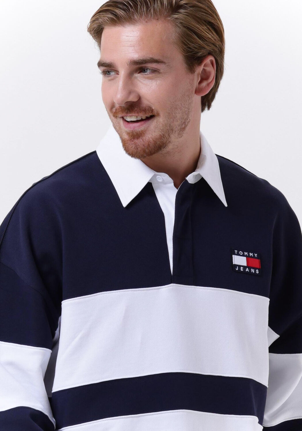 mehrfarbige bunte tommy jeans pullover tjm skater archive block rugby