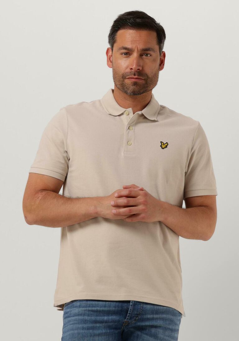 beige lyle & scott polo-shirt crest tipped polo shirt