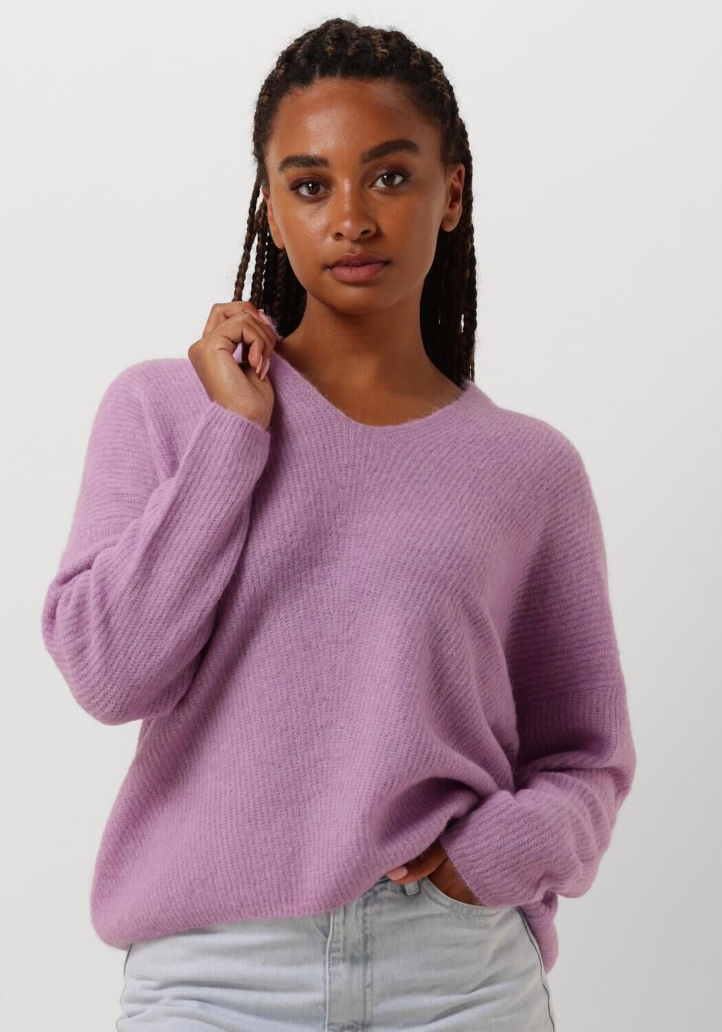 V neck purple sweater on sale