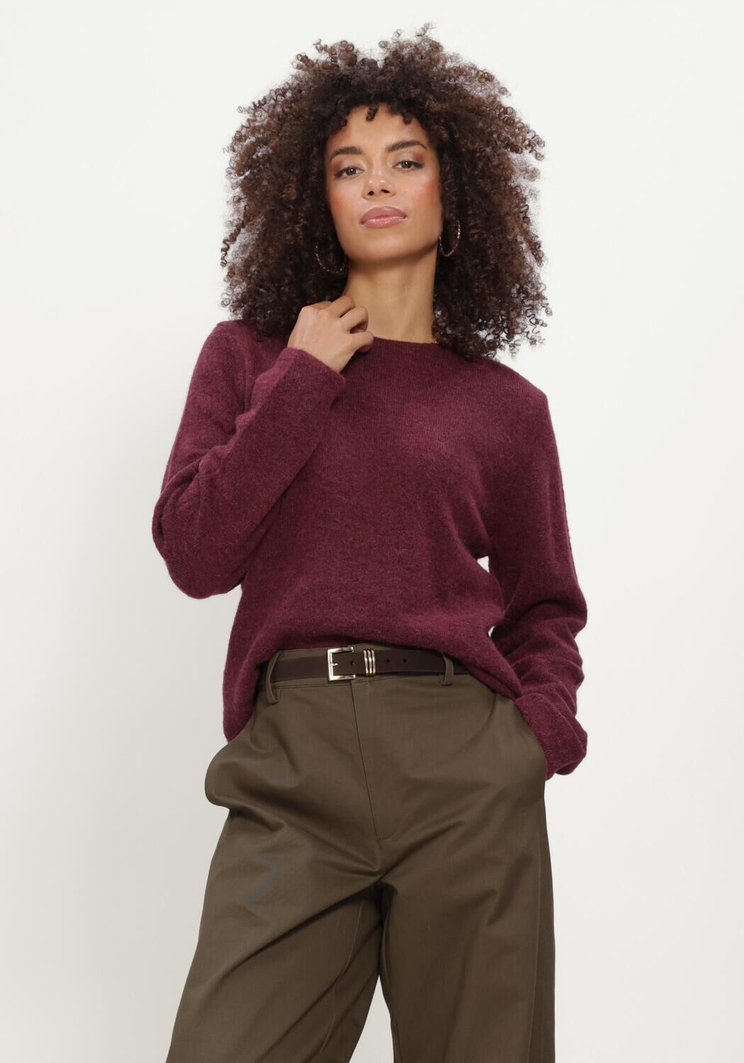 Bordeaux SELECTED WOMEN Pullover SLWLULU NEW LS KNIT O-NECK - large
