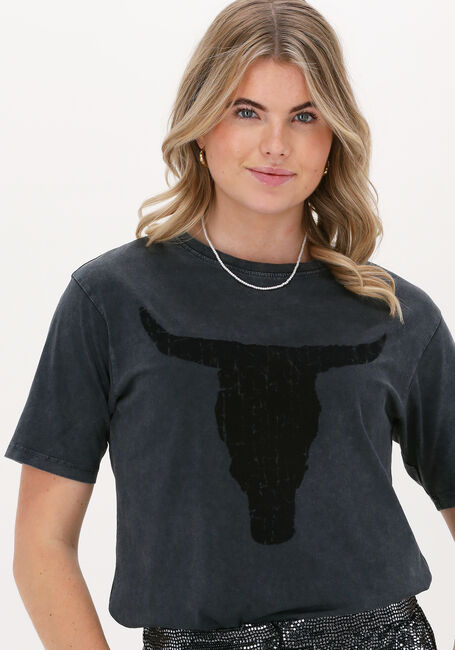 Schwarze ALIX THE LABEL T-shirt LADIES KNITTED BULL T-SHIRT - large