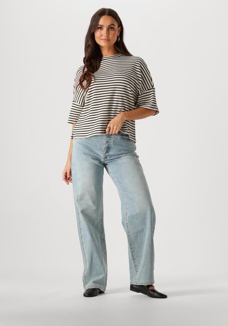 Blaue SUMMUM T-shirt BOXY TOP STRIPE WAFFLE - large