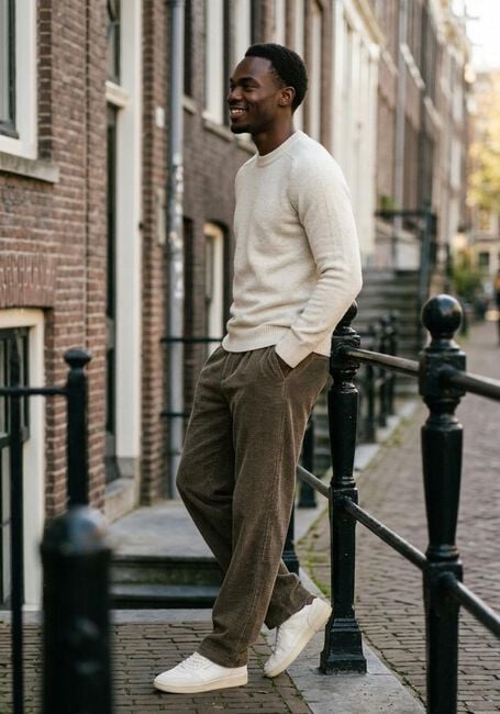 Beige SELECTED MEN Pullover SLHRAI LS KNIT CREW NECK NOOS - large
