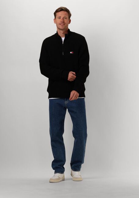 Schwarze TOMMY JEANS Pullover TJM REG 1/4 ZIP RAGLAN BADGE - large