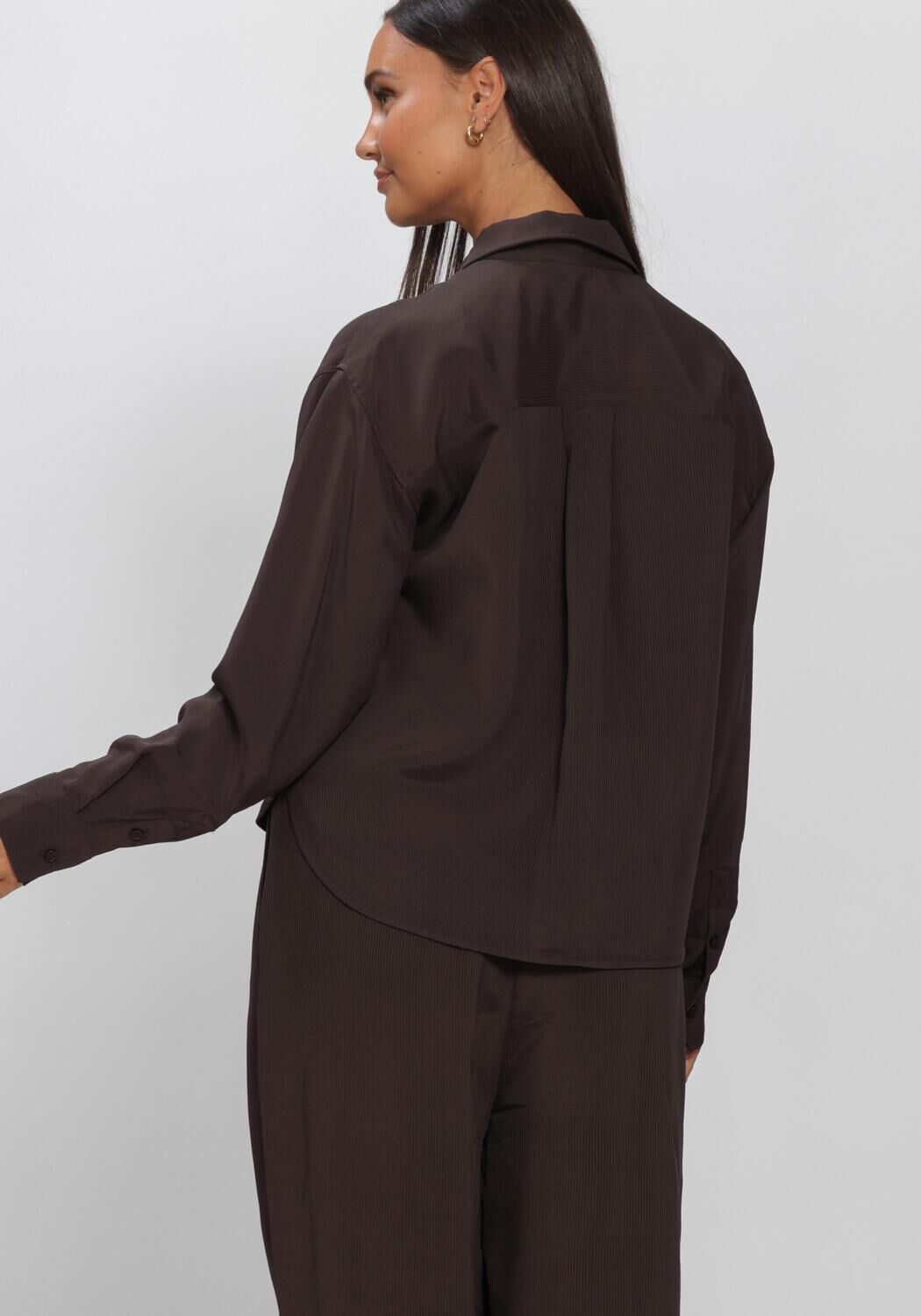 Braune BY-BAR Blusen KRIS SATIN STRIPE BLOUSE - large