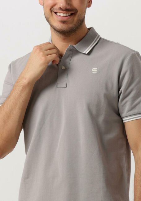 Hellgrau G-STAR RAW Polo-Shirt DUNDA SLIM STRIPE POLO S/S - large