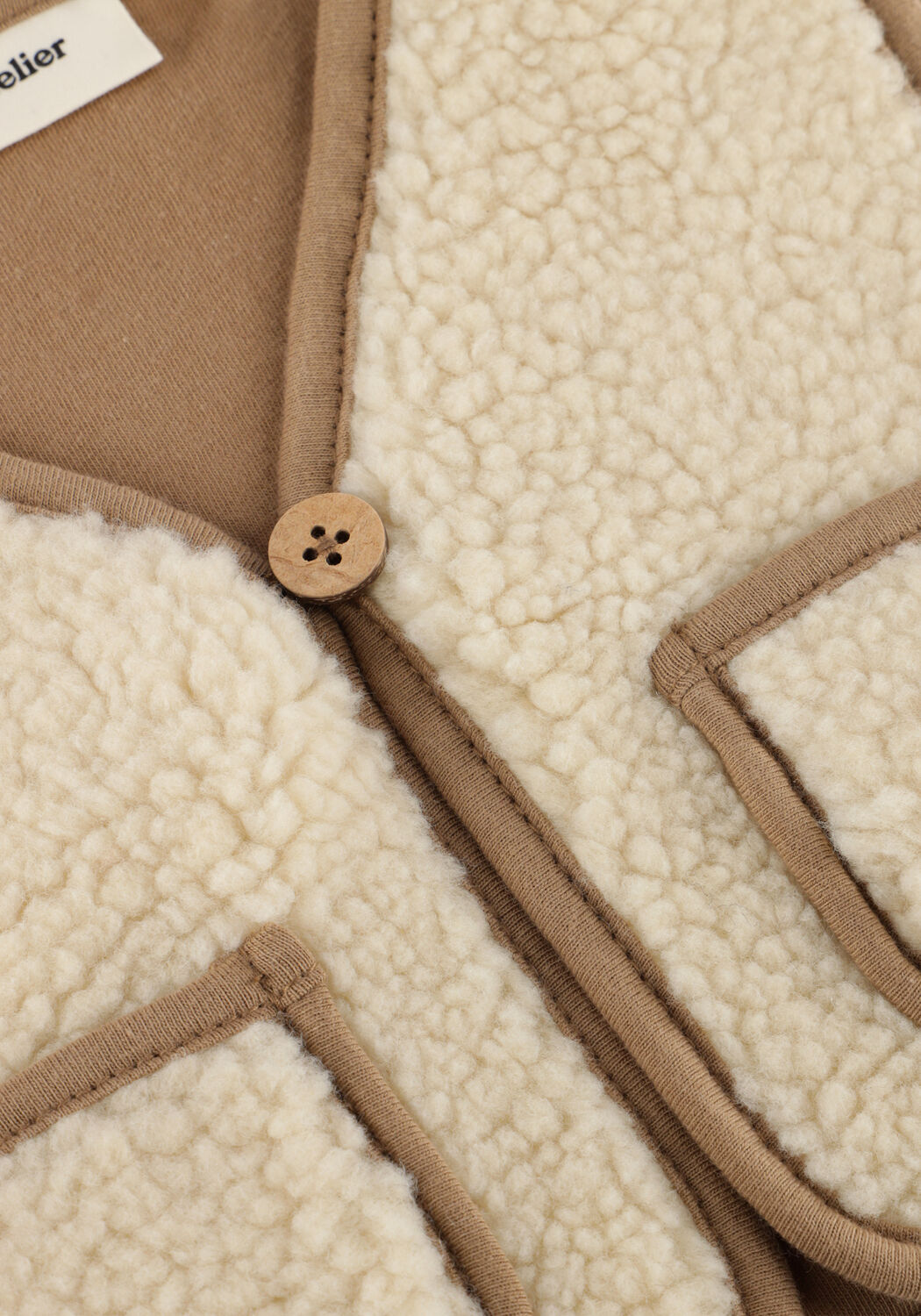 Ecru LIL' ATELIER Strickjacke NBMJONO RLX SHERPA VEST LIL - large