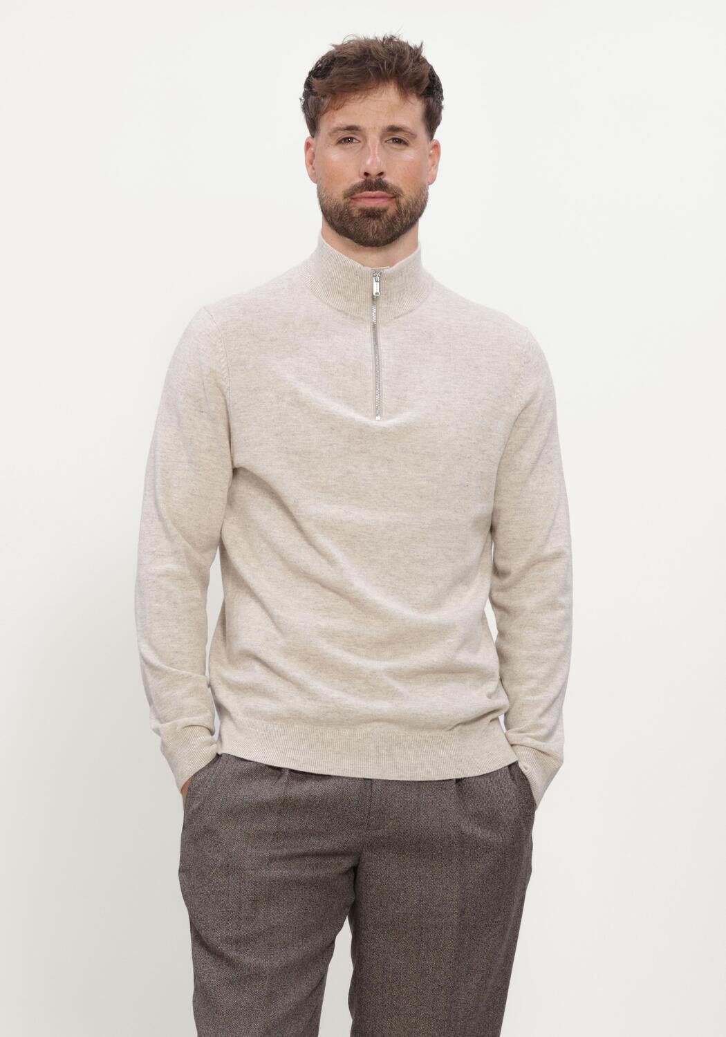 Beige PROFUOMO Pullover NEW WOOL BLEND - large
