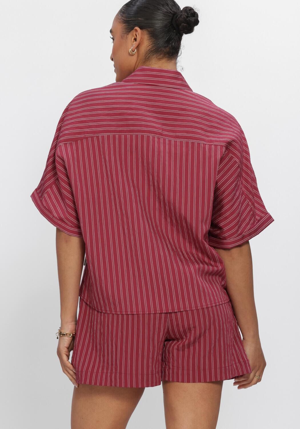 Rote CATWALK JUNKIE Blusen STRIPED SHORT SLEEVE BLOUSE - large