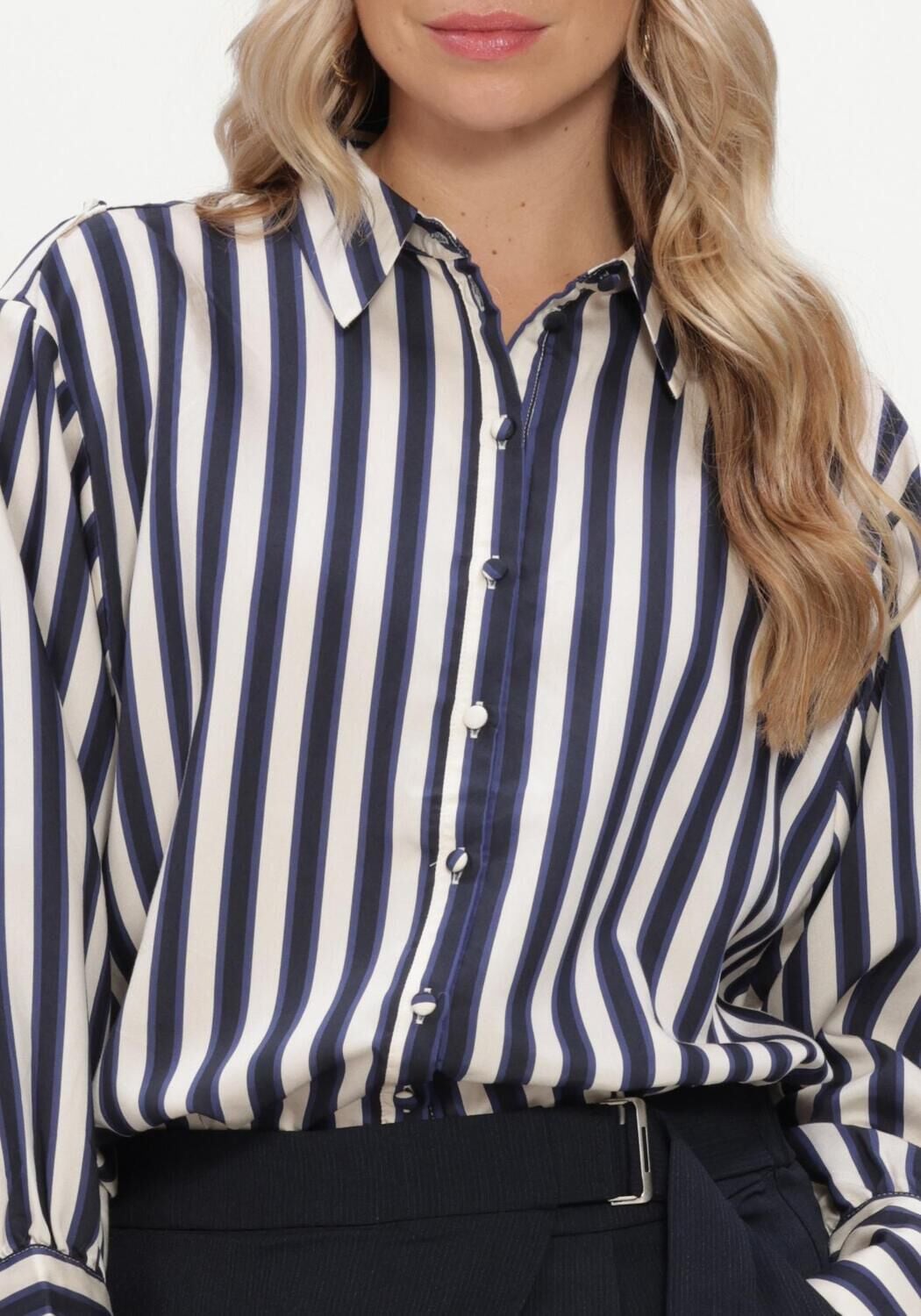 Blaue SUMMUM Blusen BLOUSE STRIPE SATIN - large