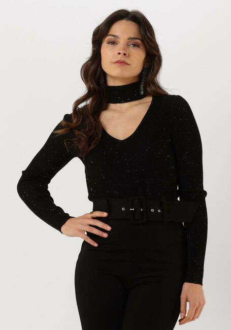 Schwarze GUESS Tops & T-shirts LS MICRO SEQUIN RIB LEA SWTR - large