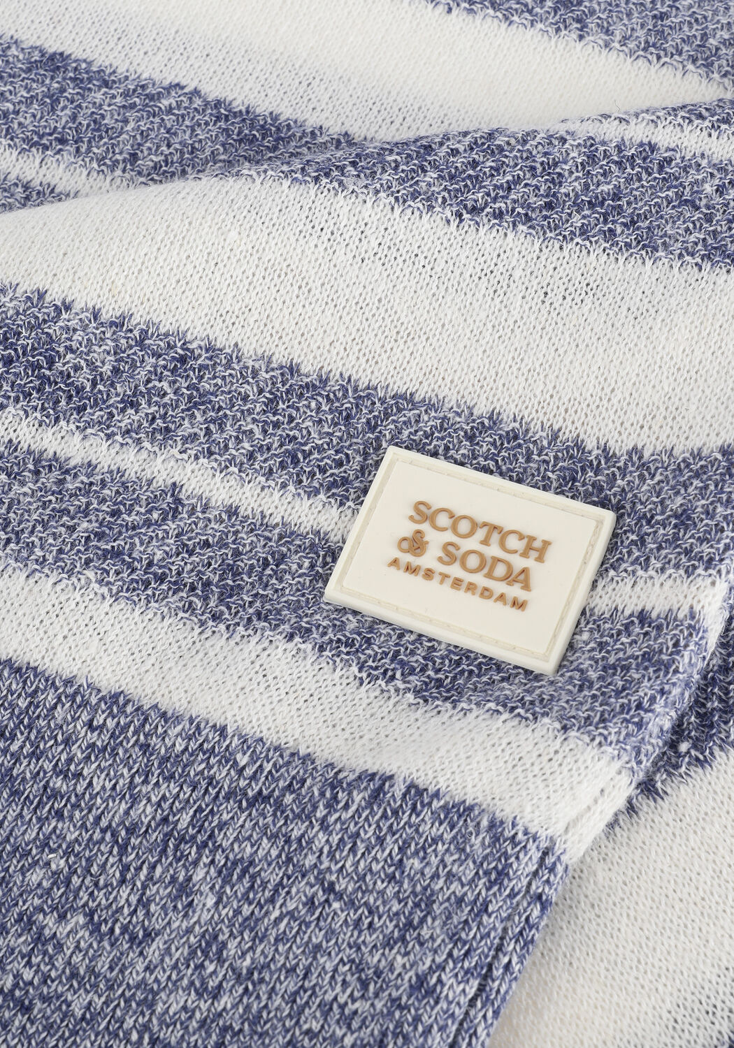 Blaue SCOTCH & SODA Pullover STRUCTURED KNIT LINEN-BLEND CREWNECK PULLOVER - large