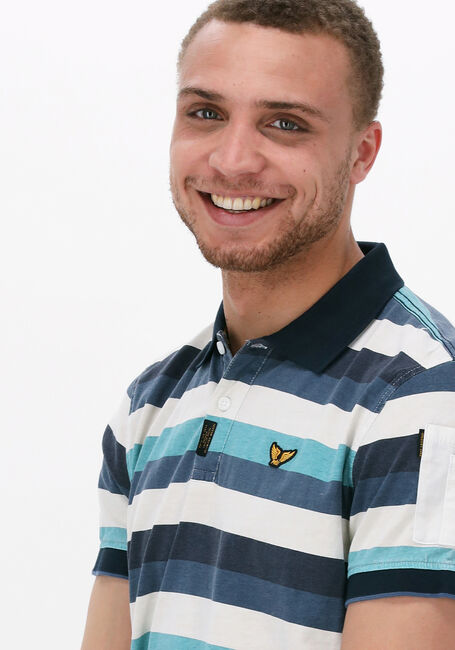Blaue PME LEGEND Polo-Shirt SHORRT SLEEVE POLO WASHED JERSEY STRIPE - large