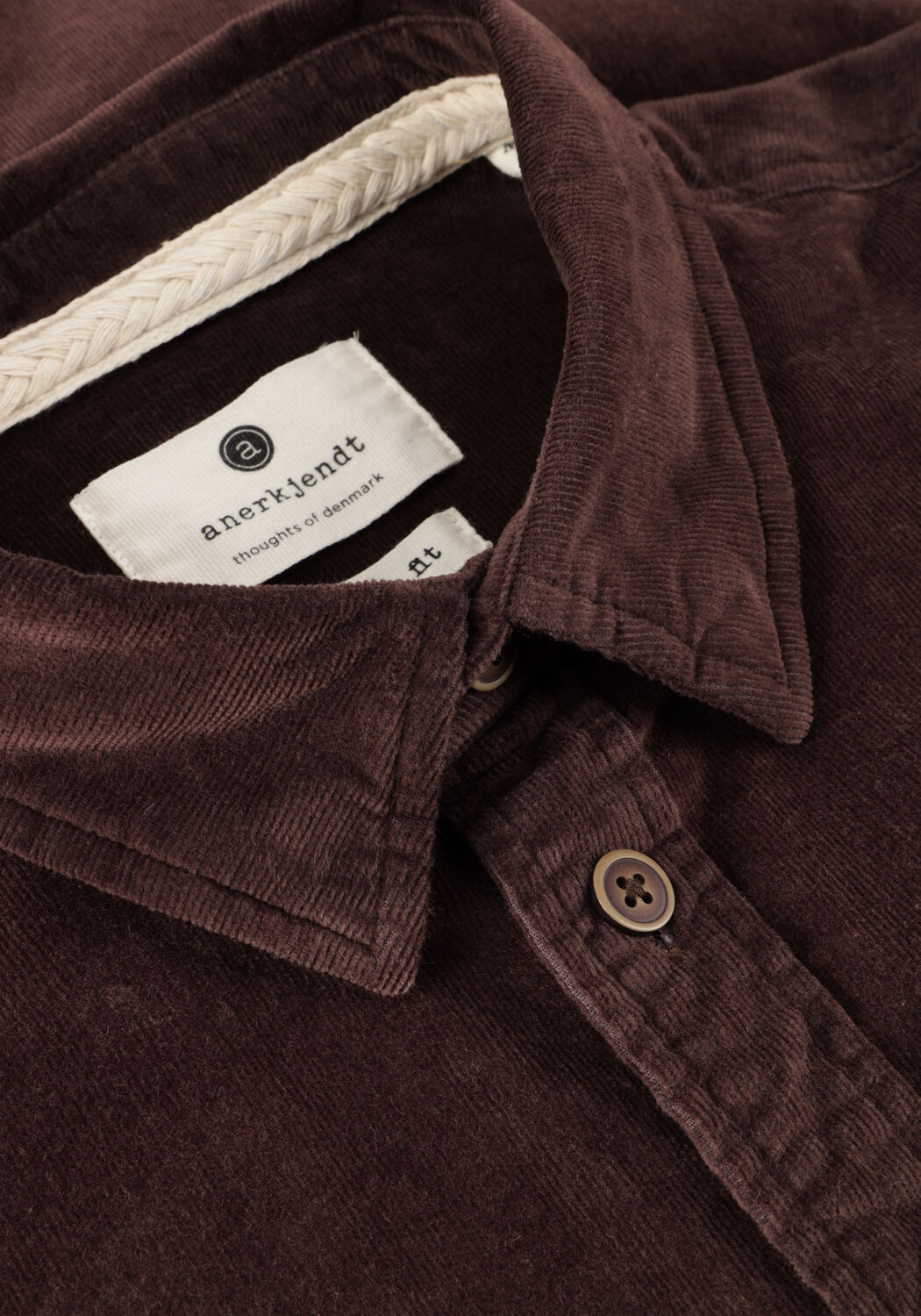 Braune ANERKJENDT Casual-Oberhemd AKLEIF SOLID CORD SHIRT - large