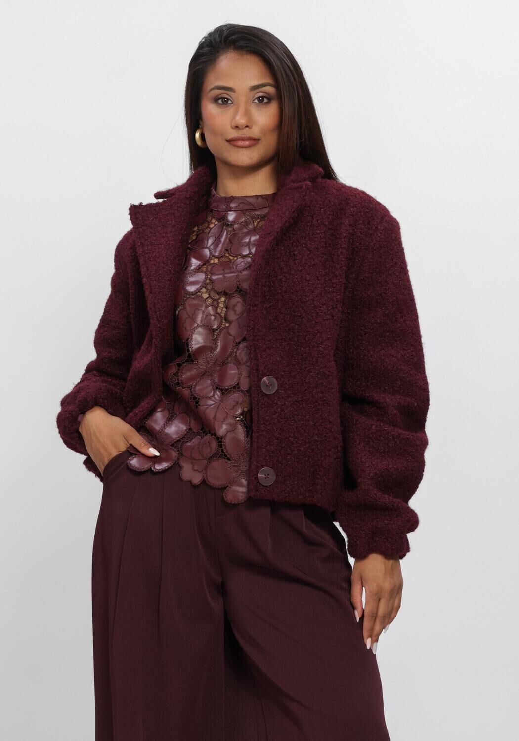 Bordeaux NUKUS Teddy-Jacke MADELIN JACKET BOUCLE - large