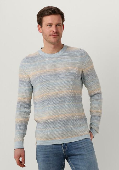 Hellblau CAST IRON Pullover CREWNECK COTTON SLUB STRIPE - large
