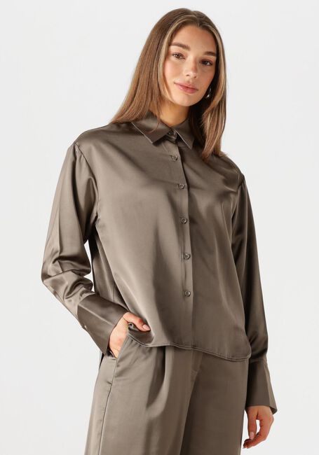 Braune WITHBLACK Blusen WBLMILAN SATEEN LS SHIRT - large