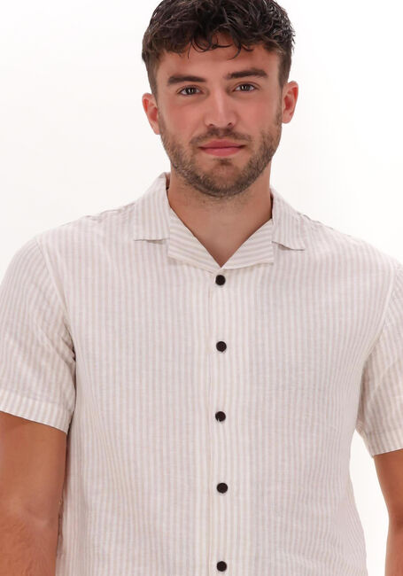 Beige ANERKJENDT Casual-Oberhemd AKLEO COT/LIN STRIPE SHIRT - large