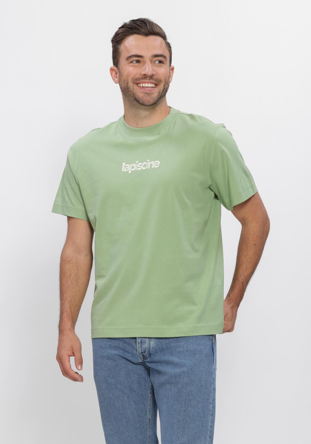 Gr&uuml;ne SELECTED MEN T-shirt SLHASPEN GRAPHIC SS TEE - large