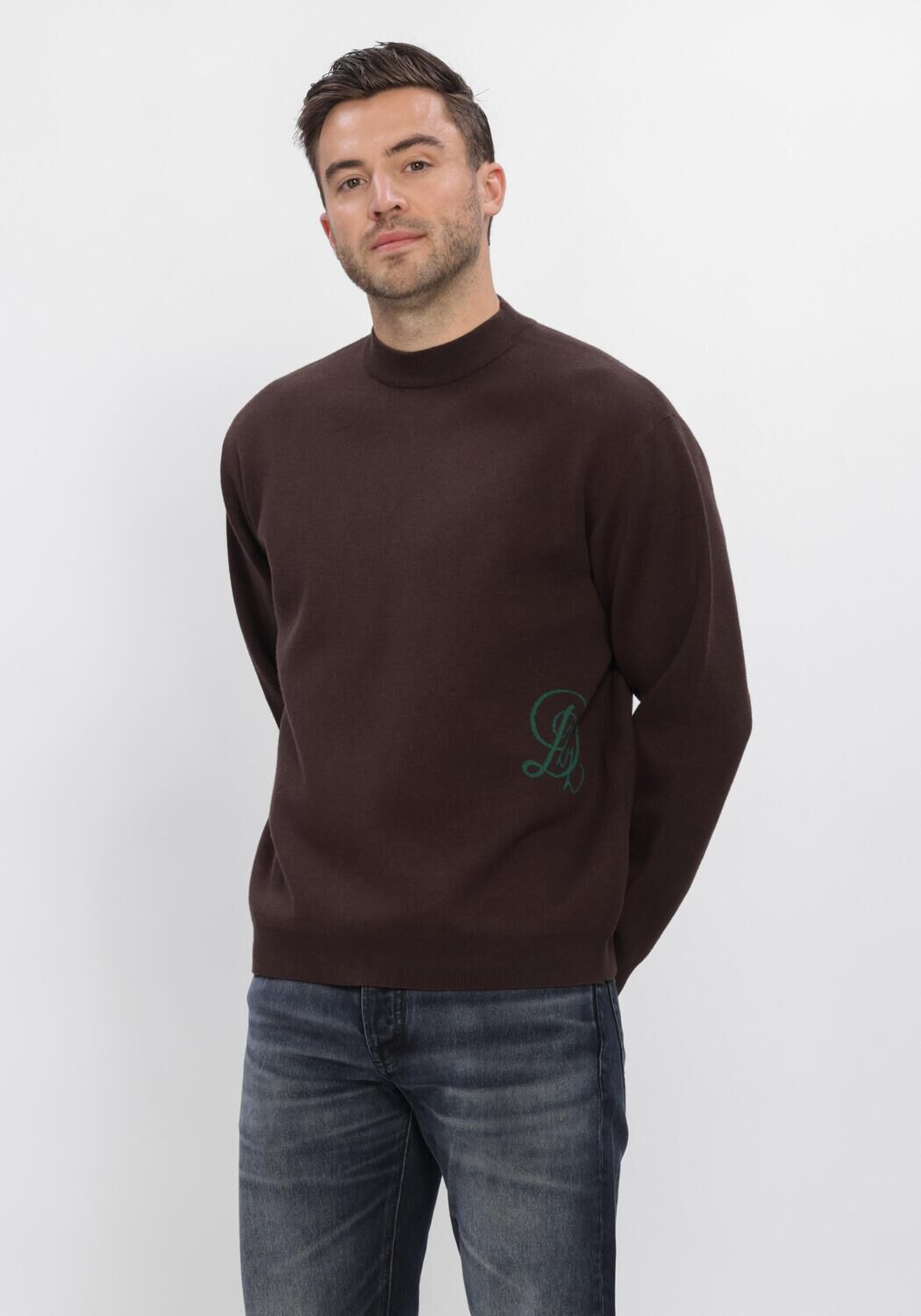 Braune DSTREZZED Pullover DS_PERCY MOCKNECK - large