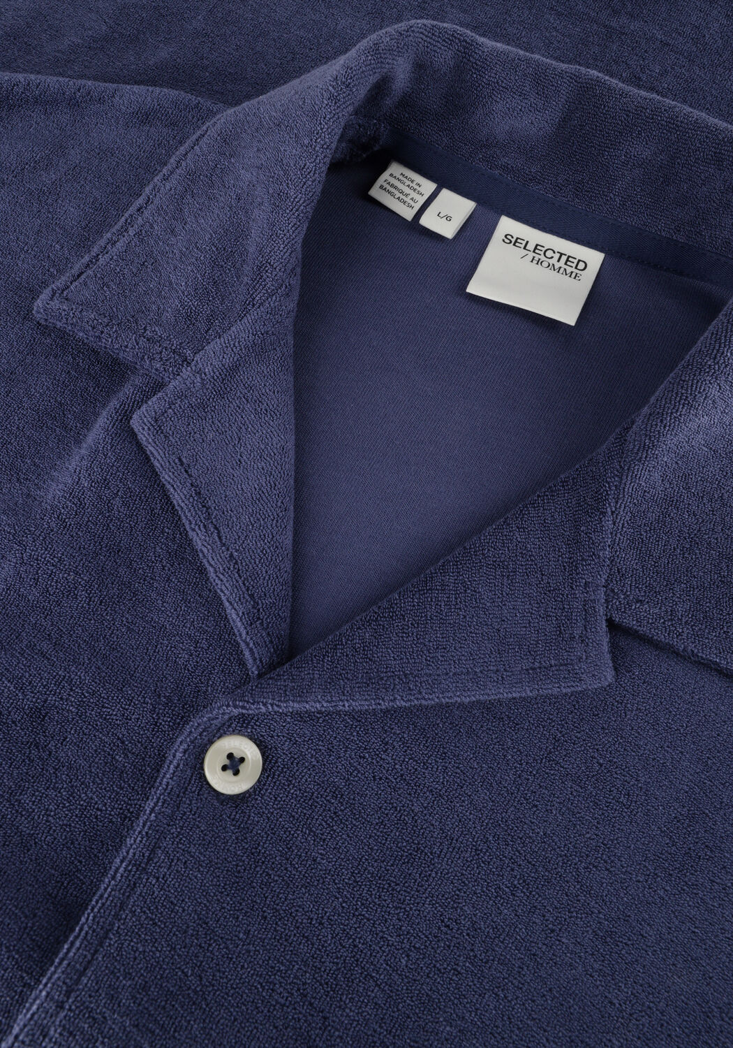 Blaue SELECTED MEN Casual-Oberhemd SLHRELAXTALON TOWEL SS JERSEY SHIRT - large