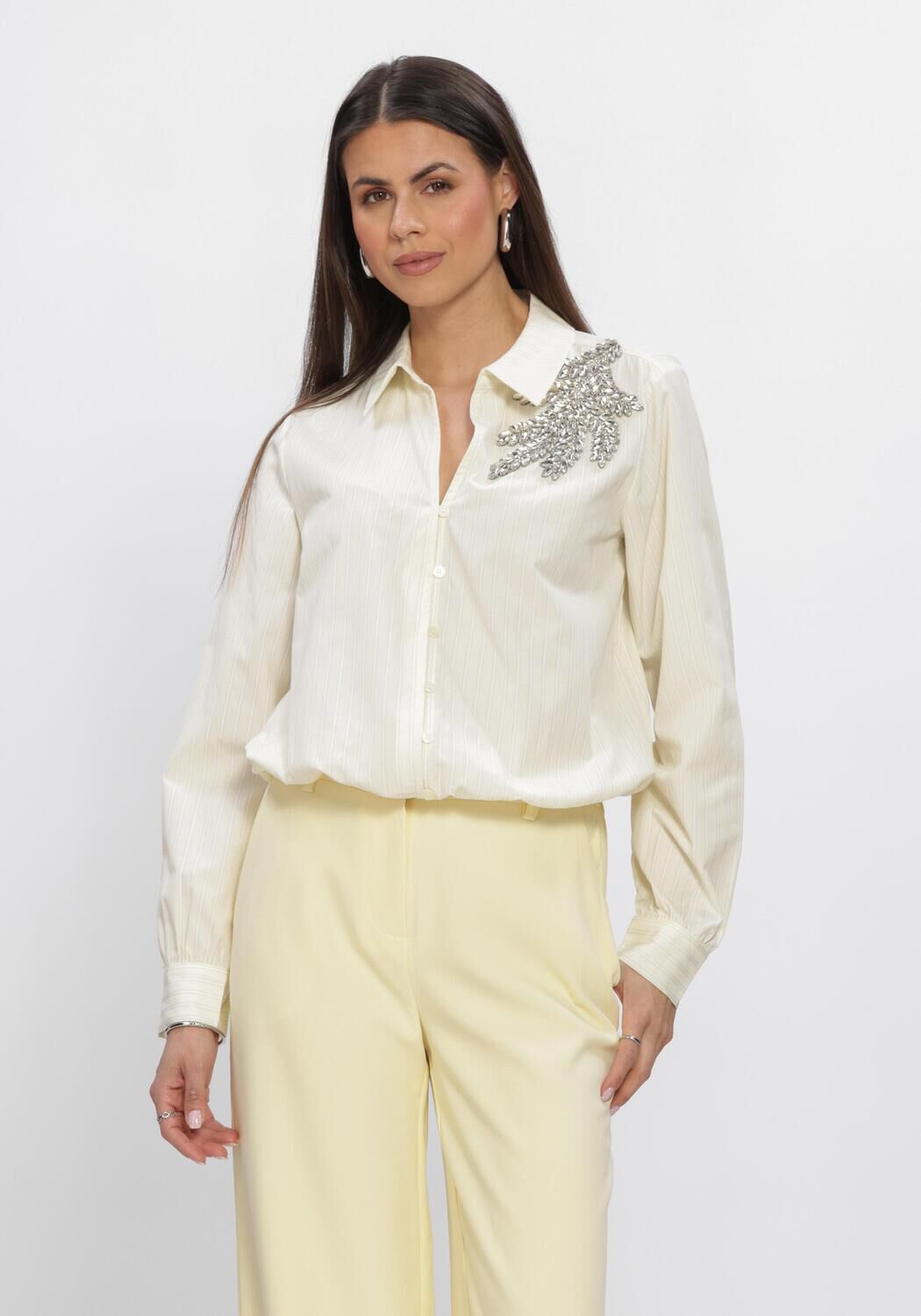 Gelbe FREEBIRD Blusen WV-COT-STRIPE-26-1 - large