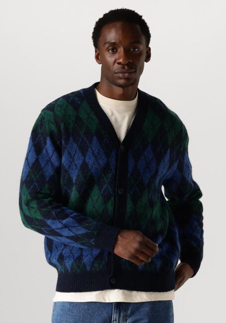 Dunkelblau SELECTED HOMME Strickjacke SLHRAI LS KNIT RELAXED ARGYLE CARDIGAN - large