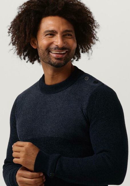 Blaue CAST IRON Pullover MOCK NECK SLIM FIT CHENILLE COLOURBLOCK - large