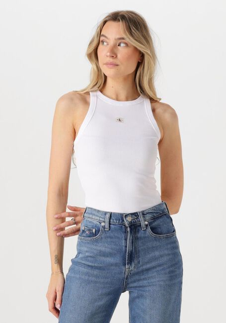 Weiße CALVIN KLEIN Top WOVEN LABEL RIB TANK TOP - large