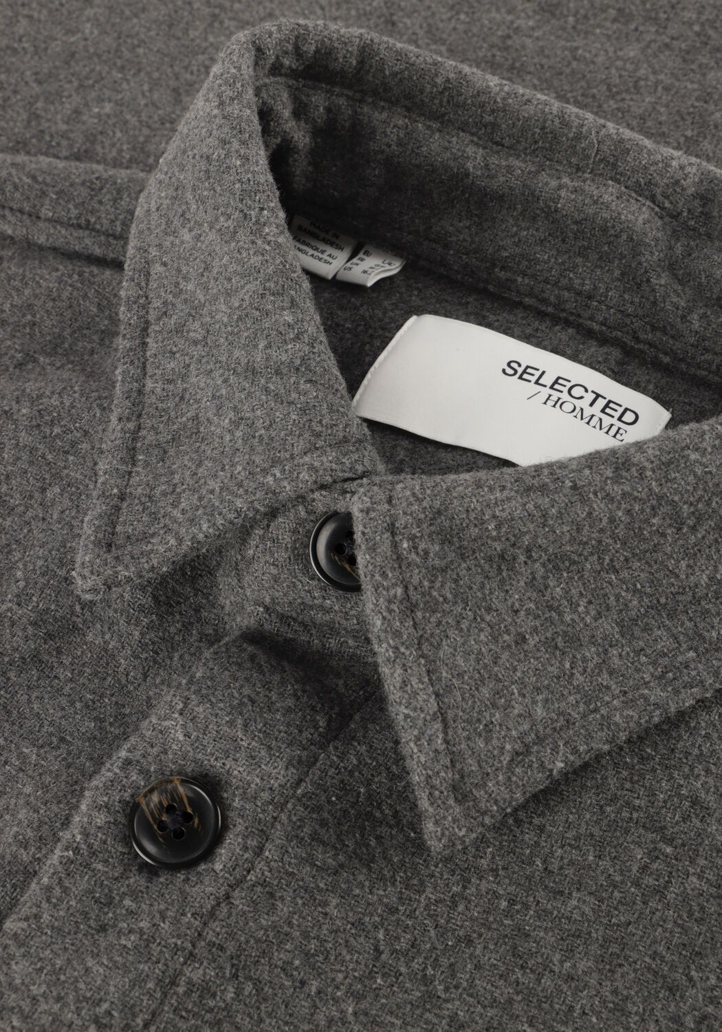 Graue SELECTED MEN Overshirt SLHRLXPABLO WOOL BLEND OVERSHIRT - large