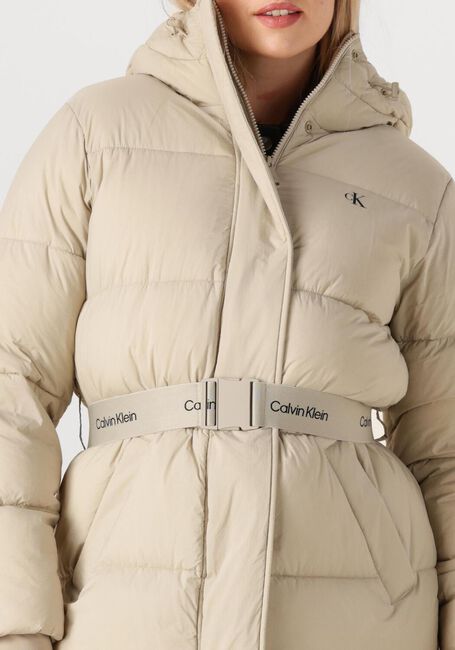Beige CALVIN KLEIN Wattierte Jack BELTED MIDWEIGHT LONG PUFFER - large