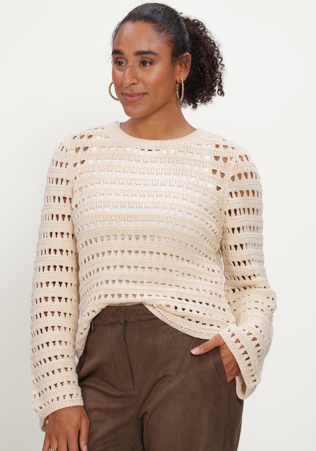 Sand MODSTR&Ouml;M Pullover KOLBYMD O-NECK - large
