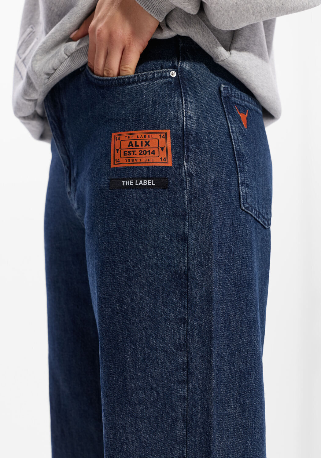 Dunkelblau ALIX THE LABEL Wide jeans LADIES WOVEN INDIGO DENIM PANTS - large