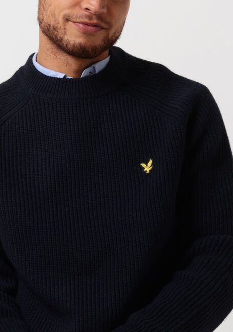 Blaue LYLE & SCOTT Pullover SHAKER STITCH MOCK NECK JUMPER - large