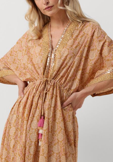 Camelfarbene SUMMUM Maxikleid DRESS BLOCKPRINT - large