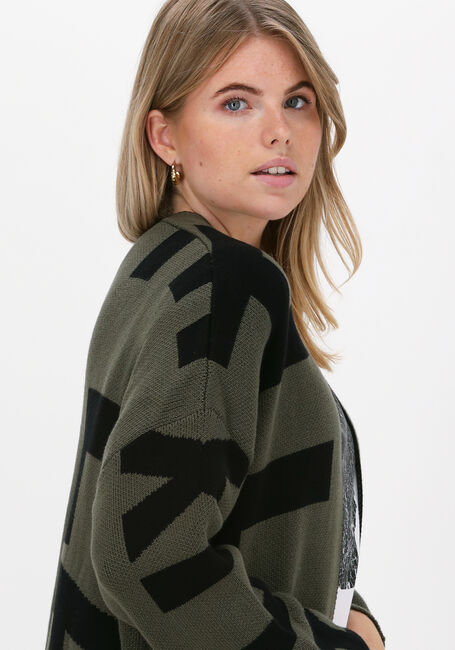 Dunkelgrün ALIX THE LABEL Strickjacke TEXT JAQUARD CARDIGAN - large